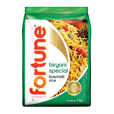 FORTUNE Biryani Special Basmati Rice, 1 kg |Extra Long Grain Basmati rice (Up to 24 mm) | Ideal for Biryani